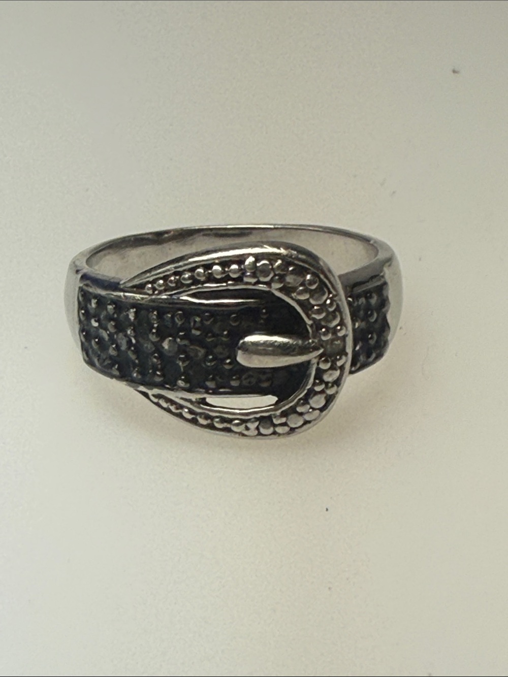 925Buckle Ring with Black Pavé Stones
